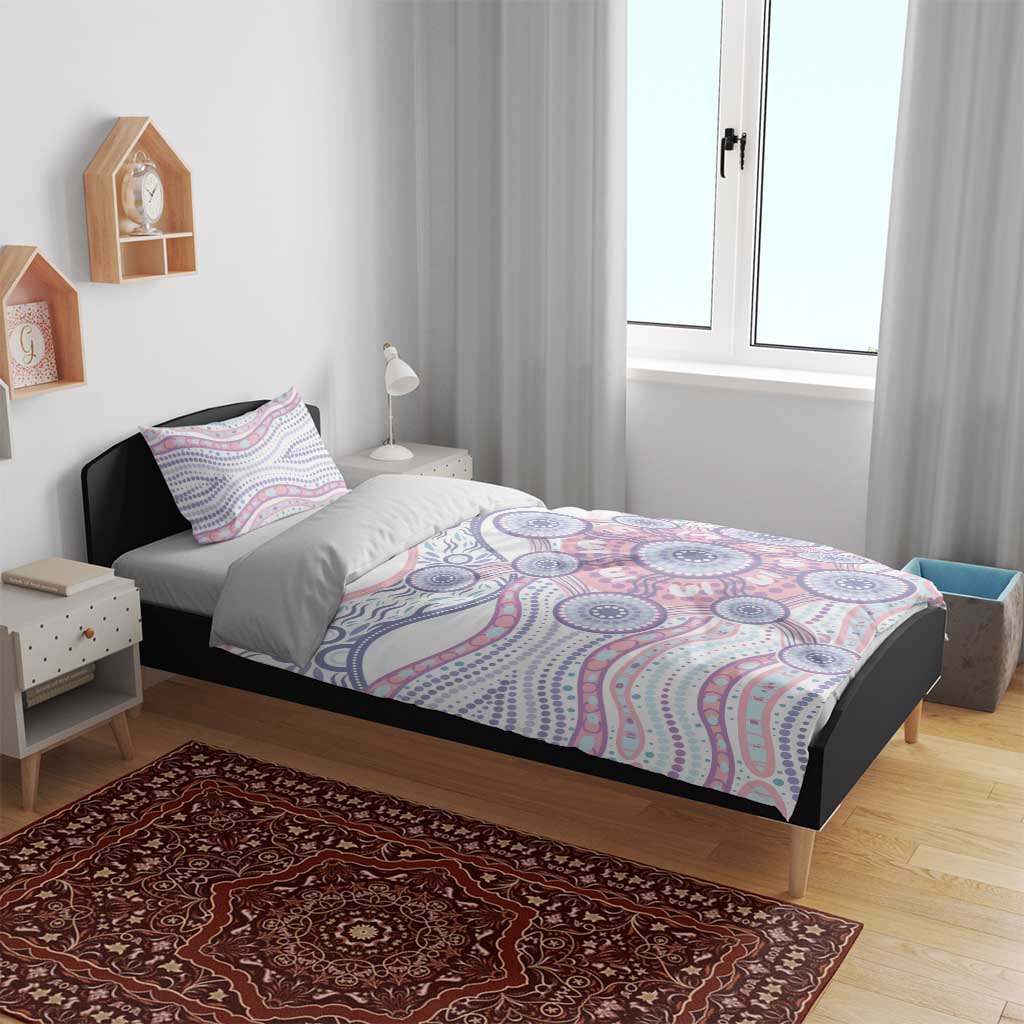 Australian Indigenous Aboriginal Art Bedding Set Vivid Pastel Peach Purple