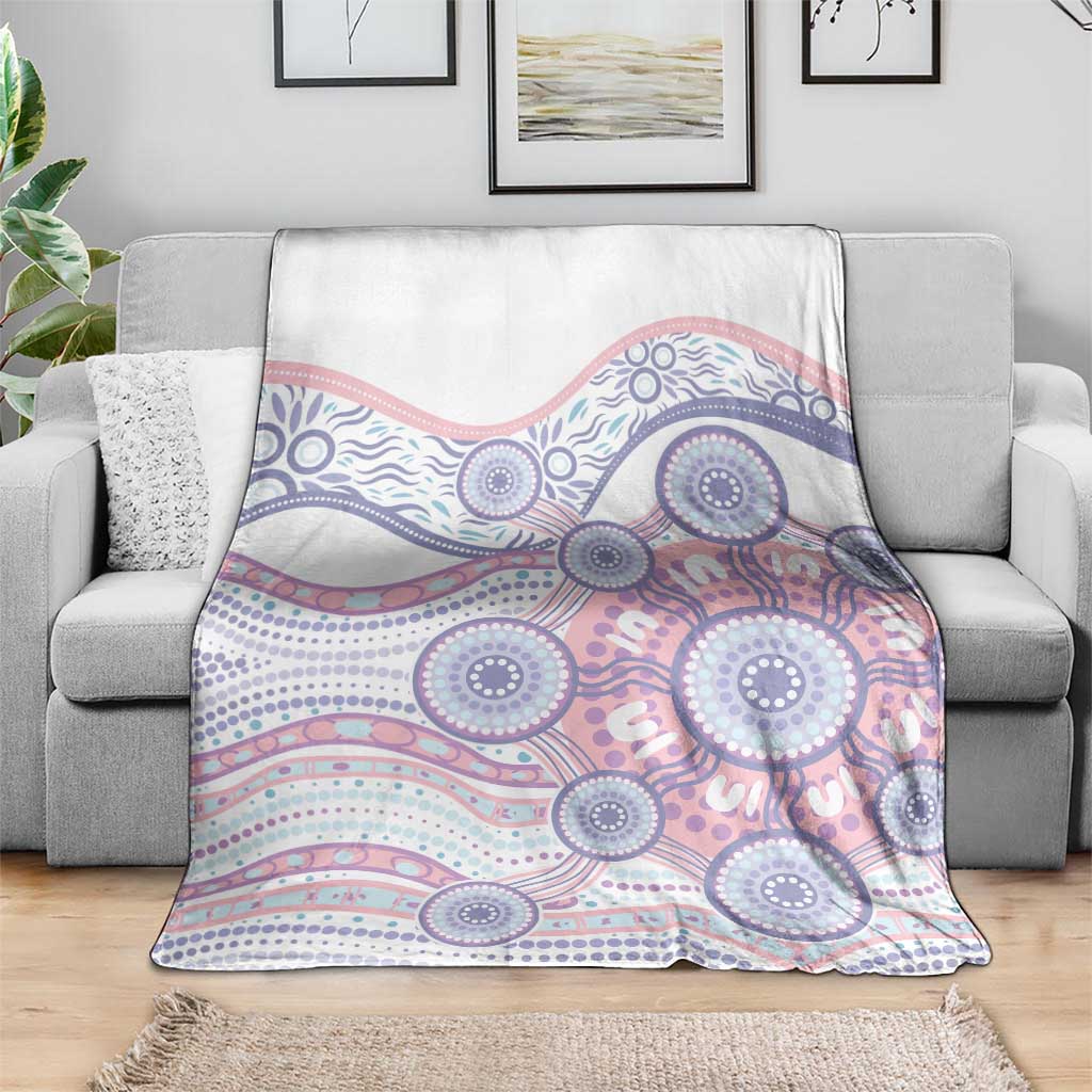 Australian Indigenous Aboriginal Art Blanket Vivid Pastel Peach Purple