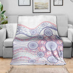 Australian Indigenous Aboriginal Art Blanket Vivid Pastel Peach Purple