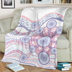 Australian Indigenous Aboriginal Art Blanket Vivid Pastel Peach Purple