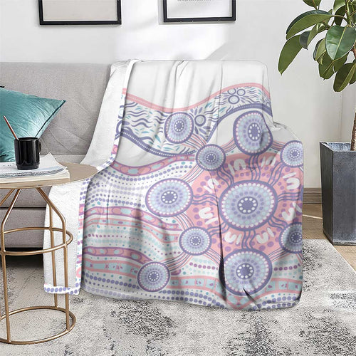 Australian Indigenous Aboriginal Art Blanket Vivid Pastel Peach Purple