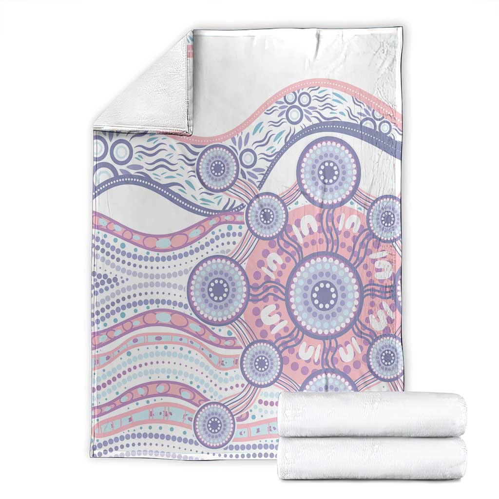 Australian Indigenous Aboriginal Art Blanket Vivid Pastel Peach Purple