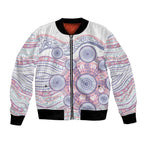 Australian Indigenous Aboriginal Art Bomber Jacket Vivid Pastel Peach Purple