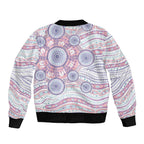 Australian Indigenous Aboriginal Art Bomber Jacket Vivid Pastel Peach Purple
