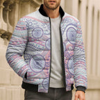 Australian Indigenous Aboriginal Art Bomber Puffer Jacket Vivid Pastel Peach Purple