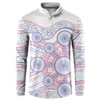 Australian Indigenous Aboriginal Art Button Sweatshirt Vivid Pastel Peach Purple