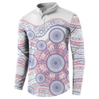 Australian Indigenous Aboriginal Art Button Sweatshirt Vivid Pastel Peach Purple
