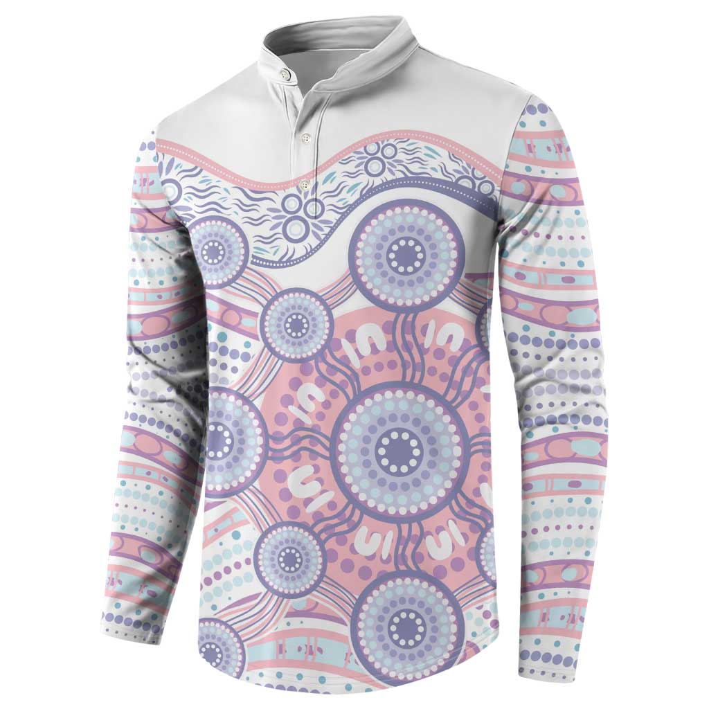 Australian Indigenous Aboriginal Art Button Sweatshirt Vivid Pastel Peach Purple