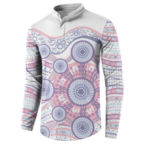Australian Indigenous Aboriginal Art Button Sweatshirt Vivid Pastel Peach Purple