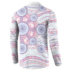 Australian Indigenous Aboriginal Art Button Sweatshirt Vivid Pastel Peach Purple