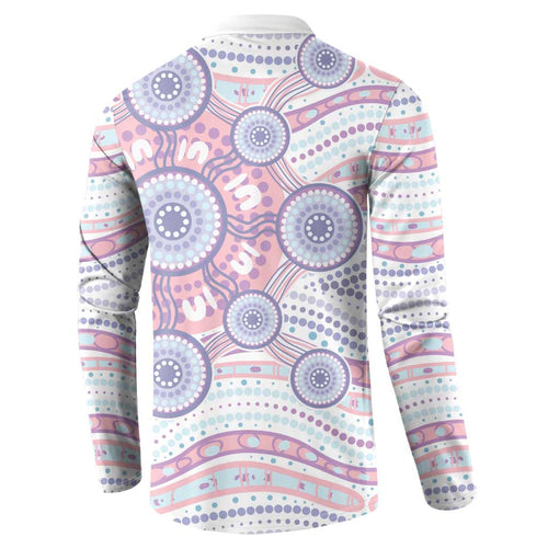 Australian Indigenous Aboriginal Art Button Sweatshirt Vivid Pastel Peach Purple