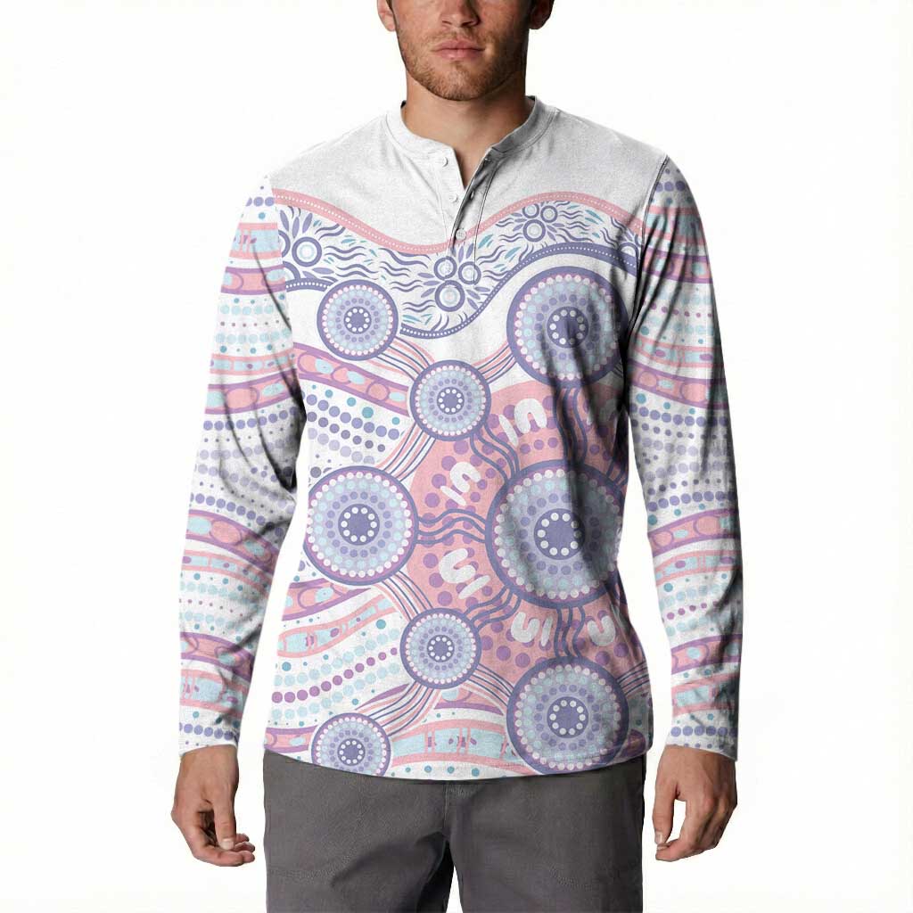 Australian Indigenous Aboriginal Art Button Sweatshirt Vivid Pastel Peach Purple