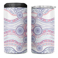 Australian Indigenous Aboriginal Art 4 in 1 Can Cooler Tumbler Vivid Pastel Peach Purple