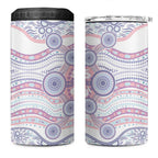 Australian Indigenous Aboriginal Art 4 in 1 Can Cooler Tumbler Vivid Pastel Peach Purple