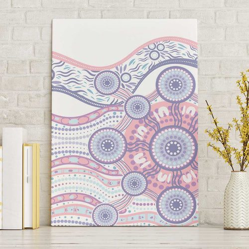 Australian Indigenous Aboriginal Art Canvas Wall Art Vivid Pastel Peach Purple
