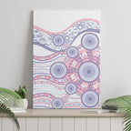 Australian Indigenous Aboriginal Art Canvas Wall Art Vivid Pastel Peach Purple