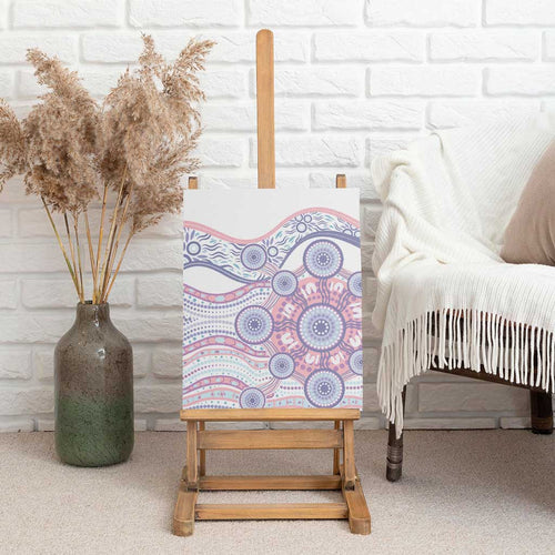 Australian Indigenous Aboriginal Art Canvas Wall Art Vivid Pastel Peach Purple