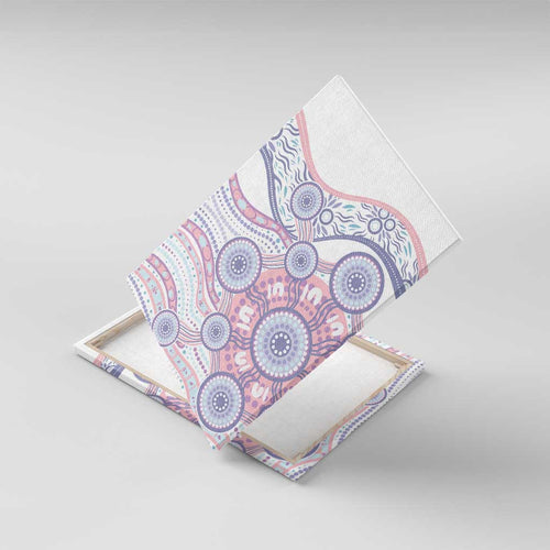 Australian Indigenous Aboriginal Art Canvas Wall Art Vivid Pastel Peach Purple