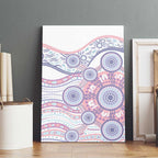 Australian Indigenous Aboriginal Art Canvas Wall Art Vivid Pastel Peach Purple