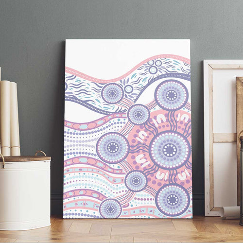 Australian Indigenous Aboriginal Art Canvas Wall Art Vivid Pastel Peach Purple