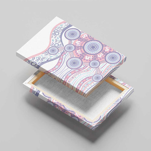 Australian Indigenous Aboriginal Art Canvas Wall Art Vivid Pastel Peach Purple