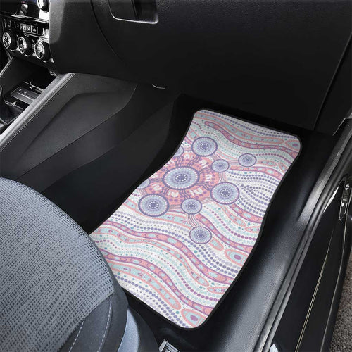 Australian Indigenous Aboriginal Art Car Mats Vivid Pastel Peach Purple