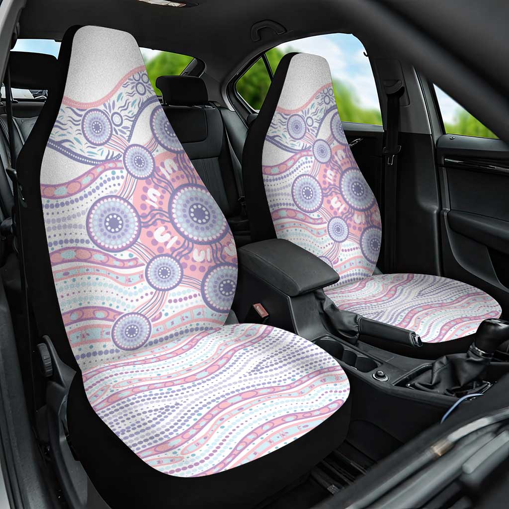 Australian Indigenous Aboriginal Art Car Seat Cover Vivid Pastel Peach Purple
