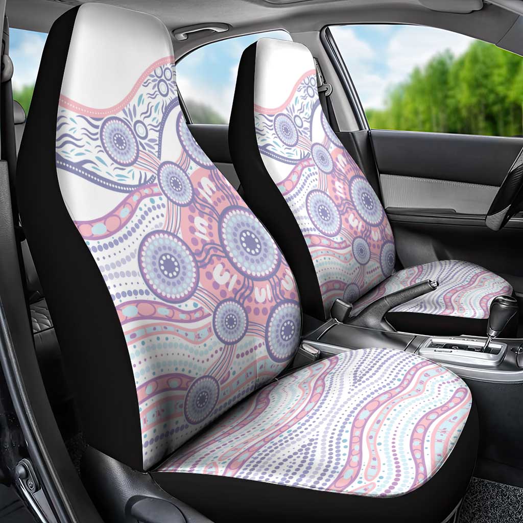 Australian Indigenous Aboriginal Art Car Seat Cover Vivid Pastel Peach Purple