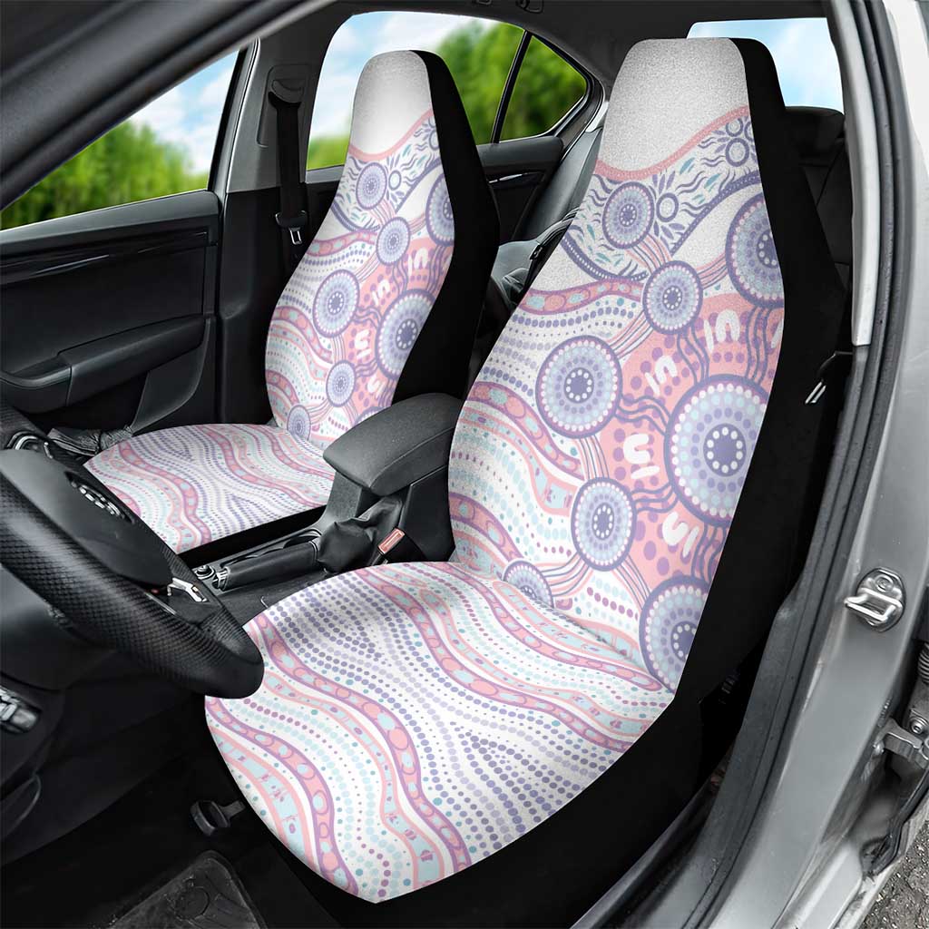 Australian Indigenous Aboriginal Art Car Seat Cover Vivid Pastel Peach Purple