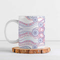 Australian Indigenous Aboriginal Art Ceramic Mug Vivid Pastel Peach Purple