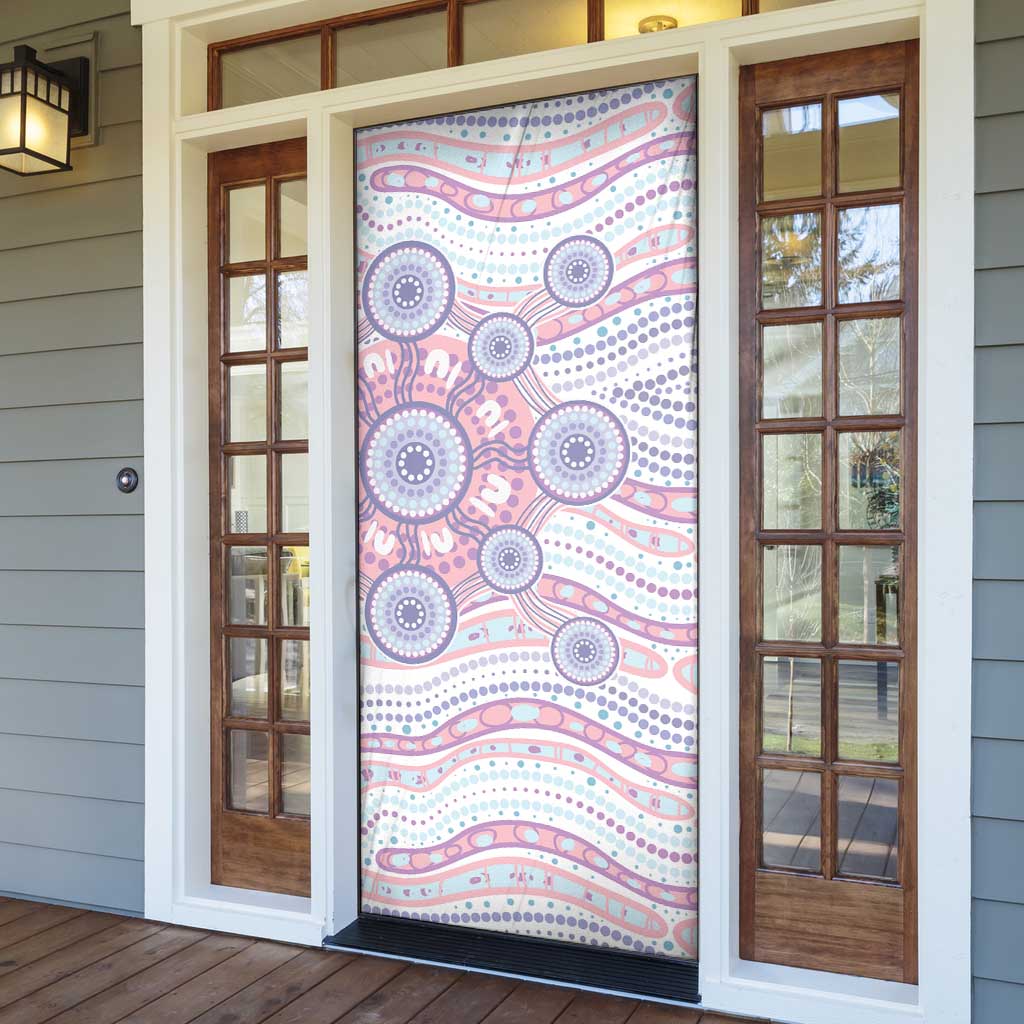 Australian Indigenous Aboriginal Art Door Cover Vivid Pastel Peach Purple