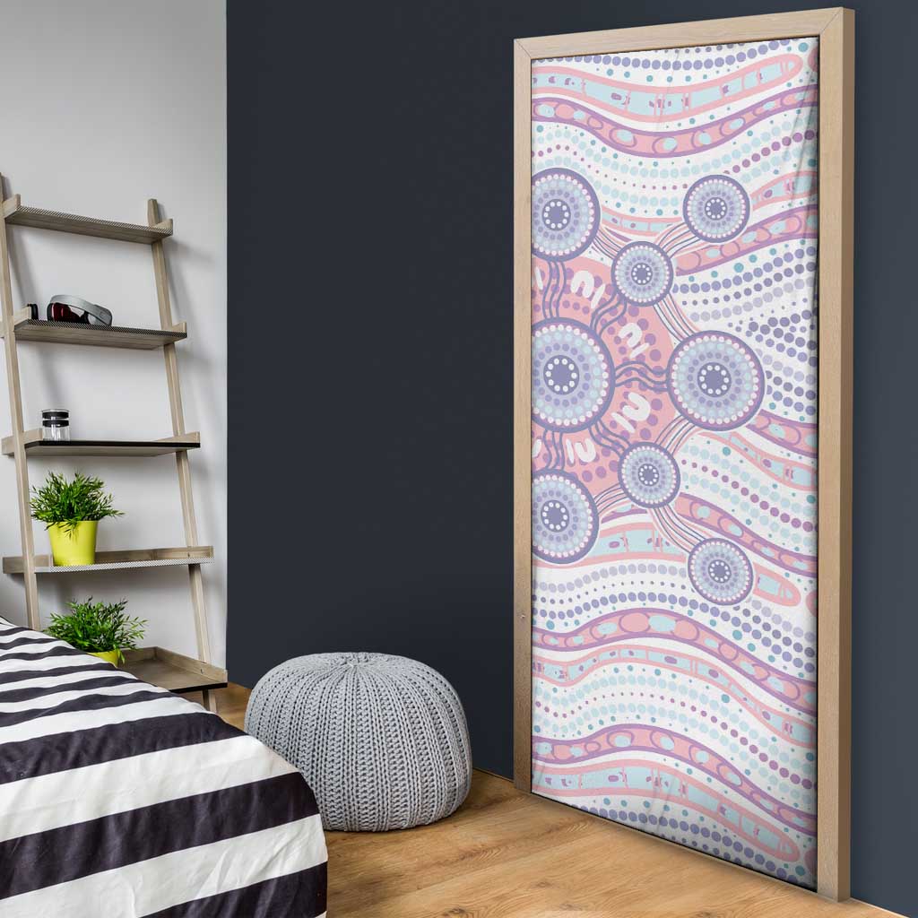 Australian Indigenous Aboriginal Art Door Cover Vivid Pastel Peach Purple