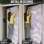 Australian Indigenous Aboriginal Art Door Cover Vivid Pastel Peach Purple