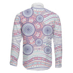 Australian Indigenous Aboriginal Art Family Matching Long Sleeve Bodycon Dress and Hawaiian Shirt Vivid Pastel Peach Purple