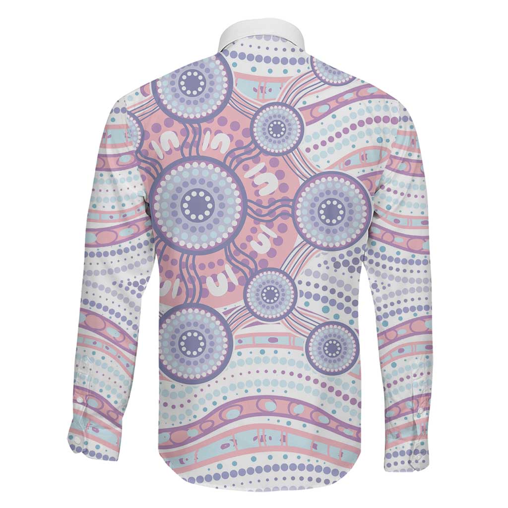 Australian Indigenous Aboriginal Art Family Matching Mermaid Dress and Hawaiian Shirt Vivid Pastel Peach Purple