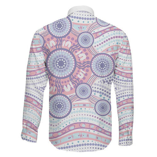 Australian Indigenous Aboriginal Art Family Matching Mermaid Dress and Hawaiian Shirt Vivid Pastel Peach Purple