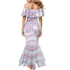 Australian Indigenous Aboriginal Art Family Matching Mermaid Dress and Hawaiian Shirt Vivid Pastel Peach Purple