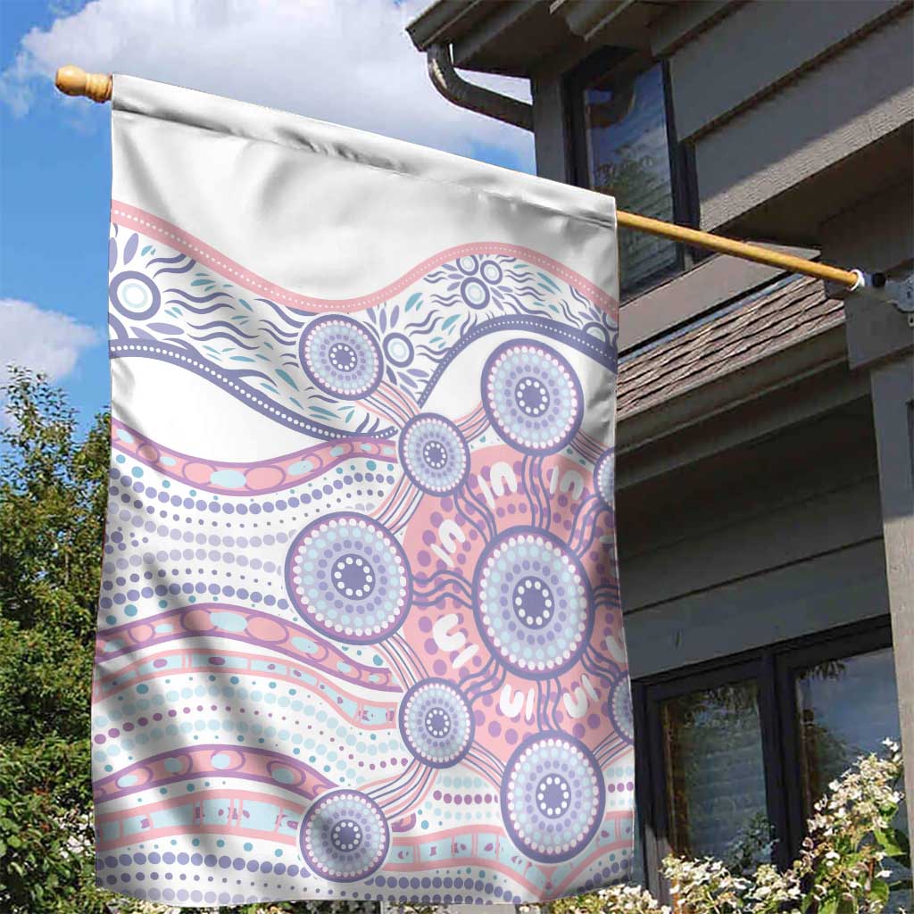 Australian Indigenous Aboriginal Art Garden Flag Vivid Pastel Peach Purple