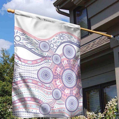 Australian Indigenous Aboriginal Art Garden Flag Vivid Pastel Peach Purple