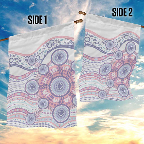 Australian Indigenous Aboriginal Art Garden Flag Vivid Pastel Peach Purple