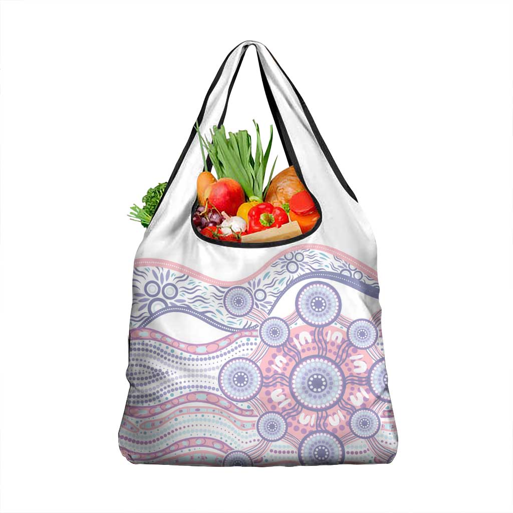 Australian Indigenous Aboriginal Art Grocery Bag Vivid Pastel Peach Purple