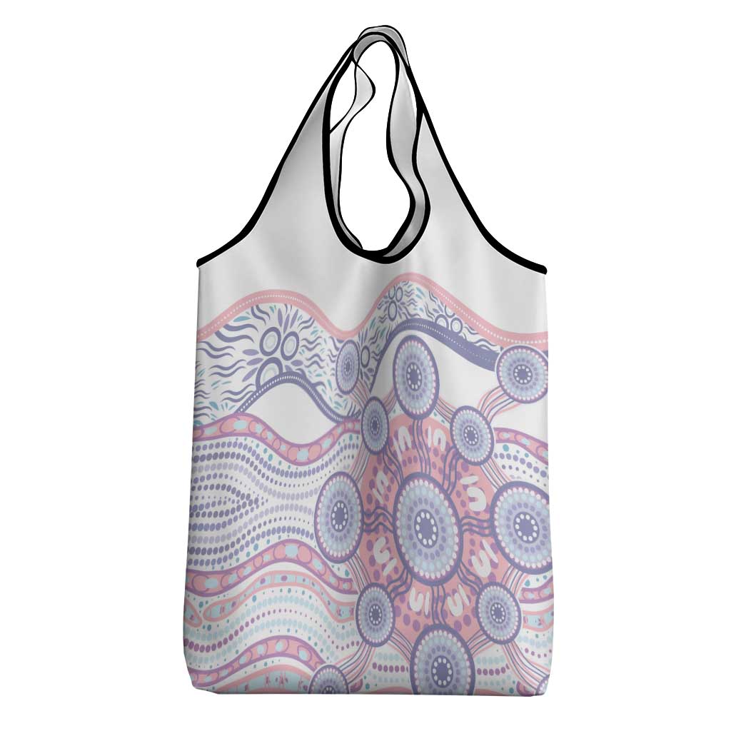 Australian Indigenous Aboriginal Art Grocery Bag Vivid Pastel Peach Purple
