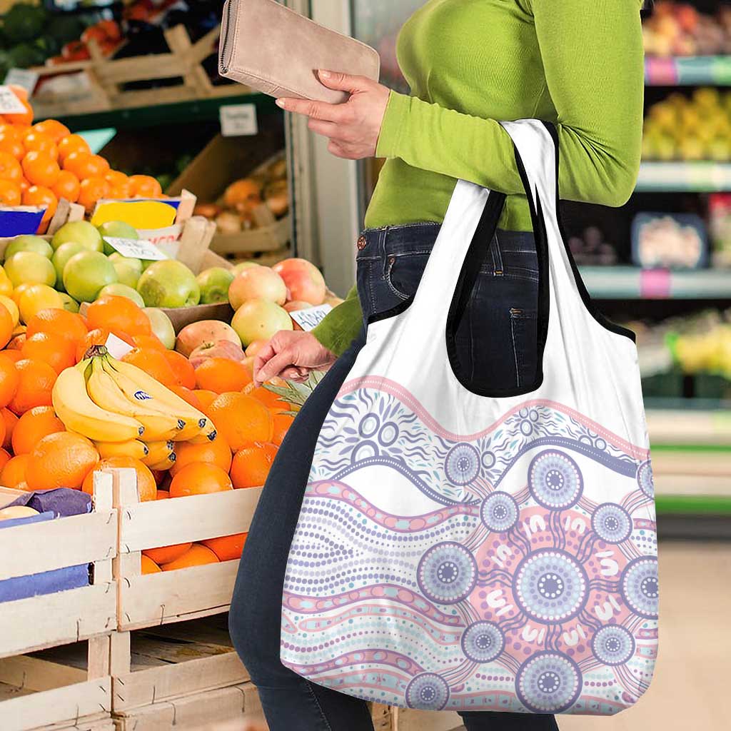 Australian Indigenous Aboriginal Art Grocery Bag Vivid Pastel Peach Purple