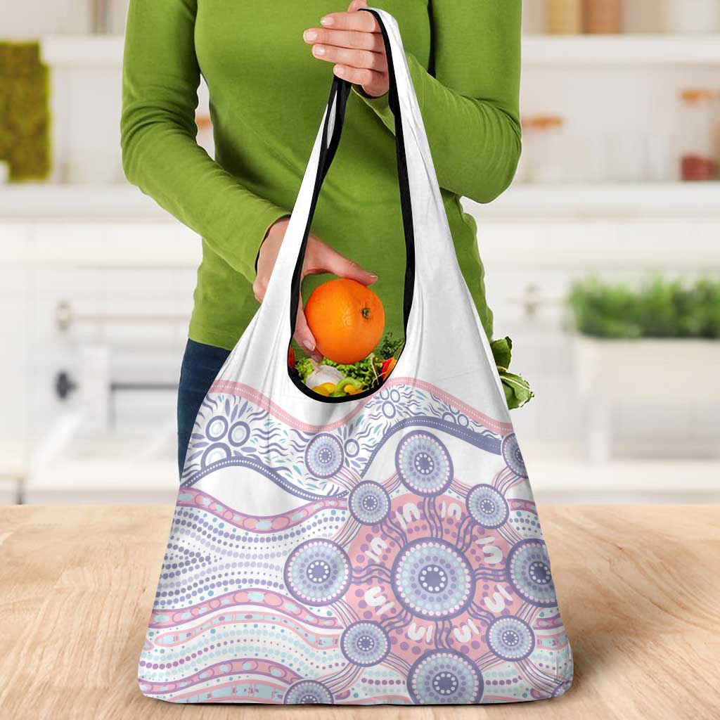 Australian Indigenous Aboriginal Art Grocery Bag Vivid Pastel Peach Purple