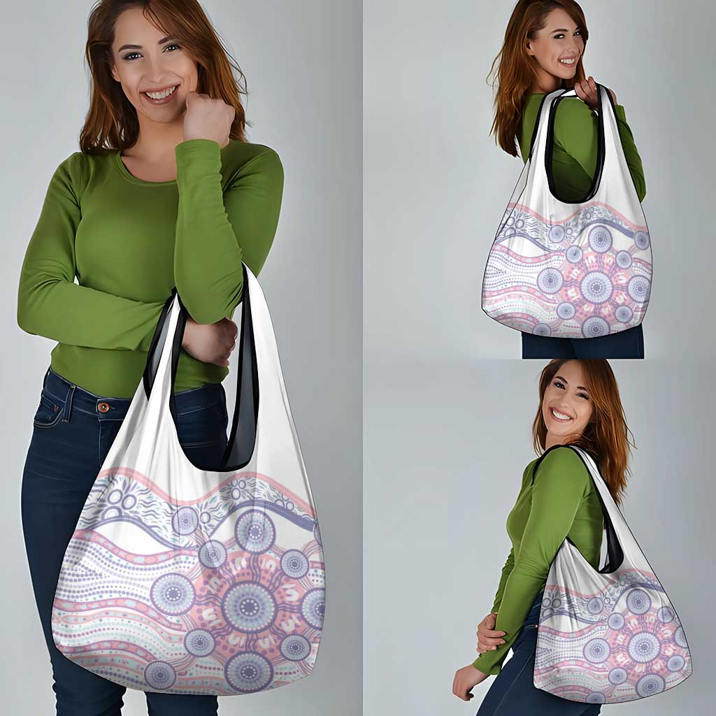 Australian Indigenous Aboriginal Art Grocery Bag Vivid Pastel Peach Purple