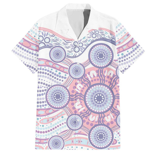 Australian Indigenous Aboriginal Art Hawaiian Shirt Vivid Pastel Peach Purple
