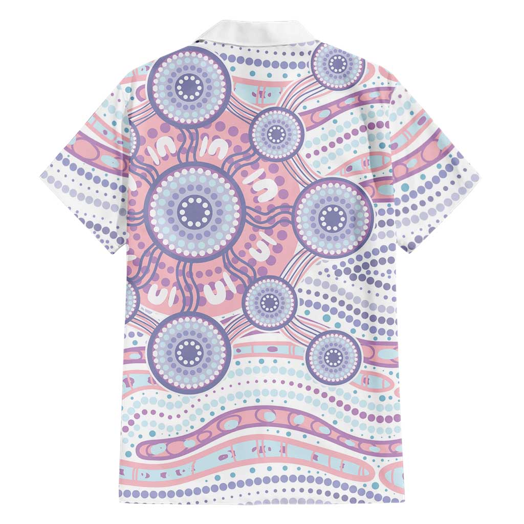 Australian Indigenous Aboriginal Art Hawaiian Shirt Vivid Pastel Peach Purple