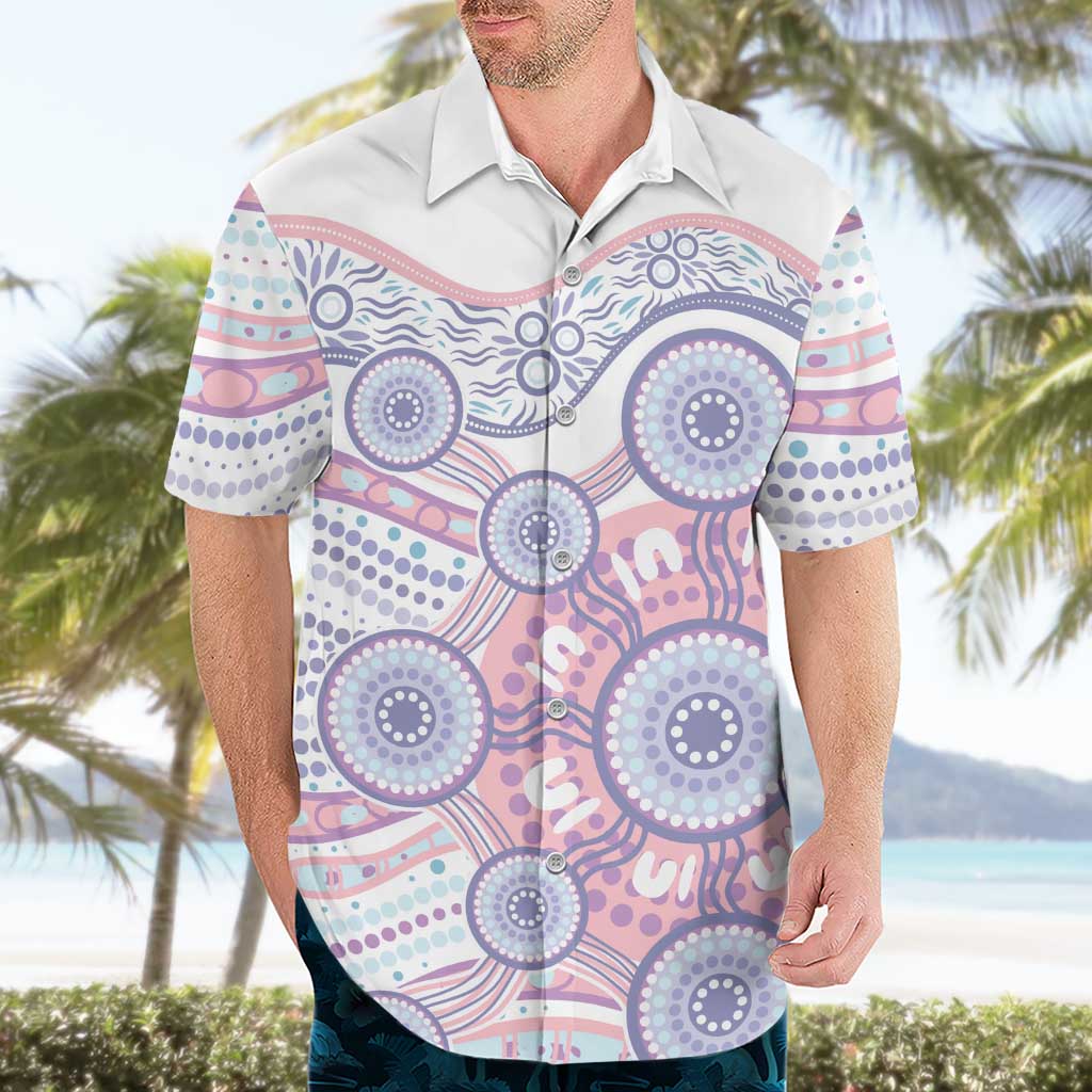 Australian Indigenous Aboriginal Art Hawaiian Shirt Vivid Pastel Peach Purple