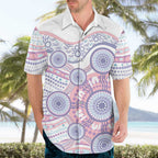 Australian Indigenous Aboriginal Art Hawaiian Shirt Vivid Pastel Peach Purple