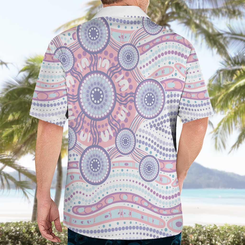 Australian Indigenous Aboriginal Art Hawaiian Shirt Vivid Pastel Peach Purple